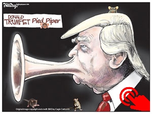 Trump portrayed as Pied Piper