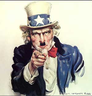 Uncle Sam is the replacement for Hitler to the stupid German lackies